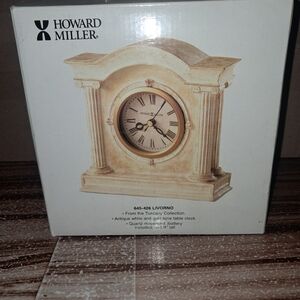 Howard Miller Table Clock Livorno Antique White And Gold